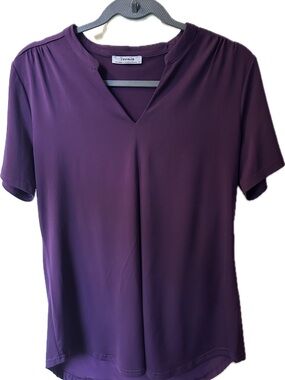 Purple Short-Sleeve V-Neck Women's Top